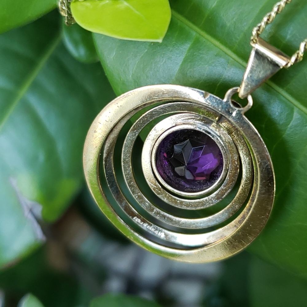 💥HP💥 VTG 14k solid Gold chain/w goldplate Amethyst Pendant - Picture 11 of 11